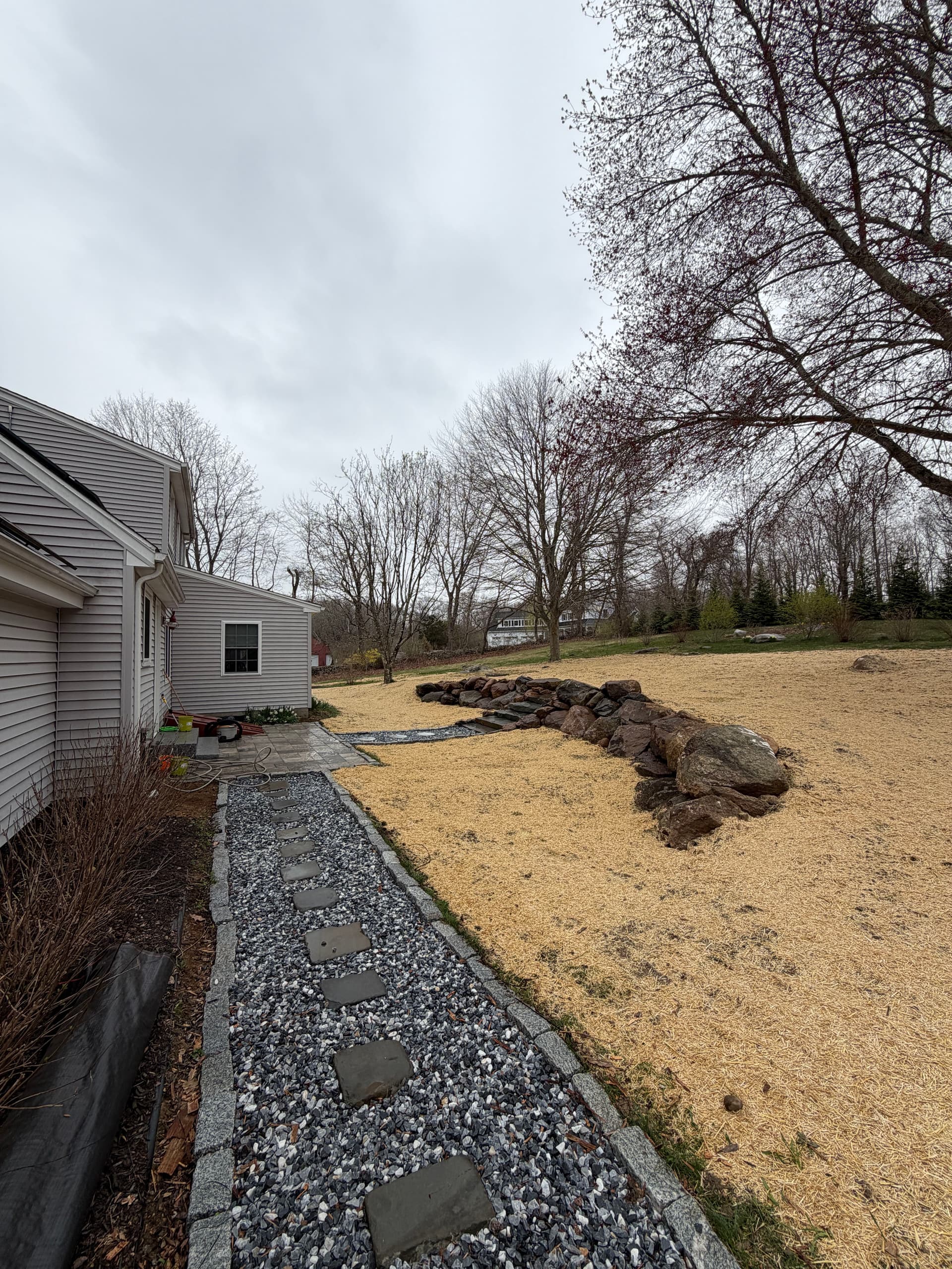 Boulder Wall, Bluestone Steps and Full Yard Overhaul in Madison CT image