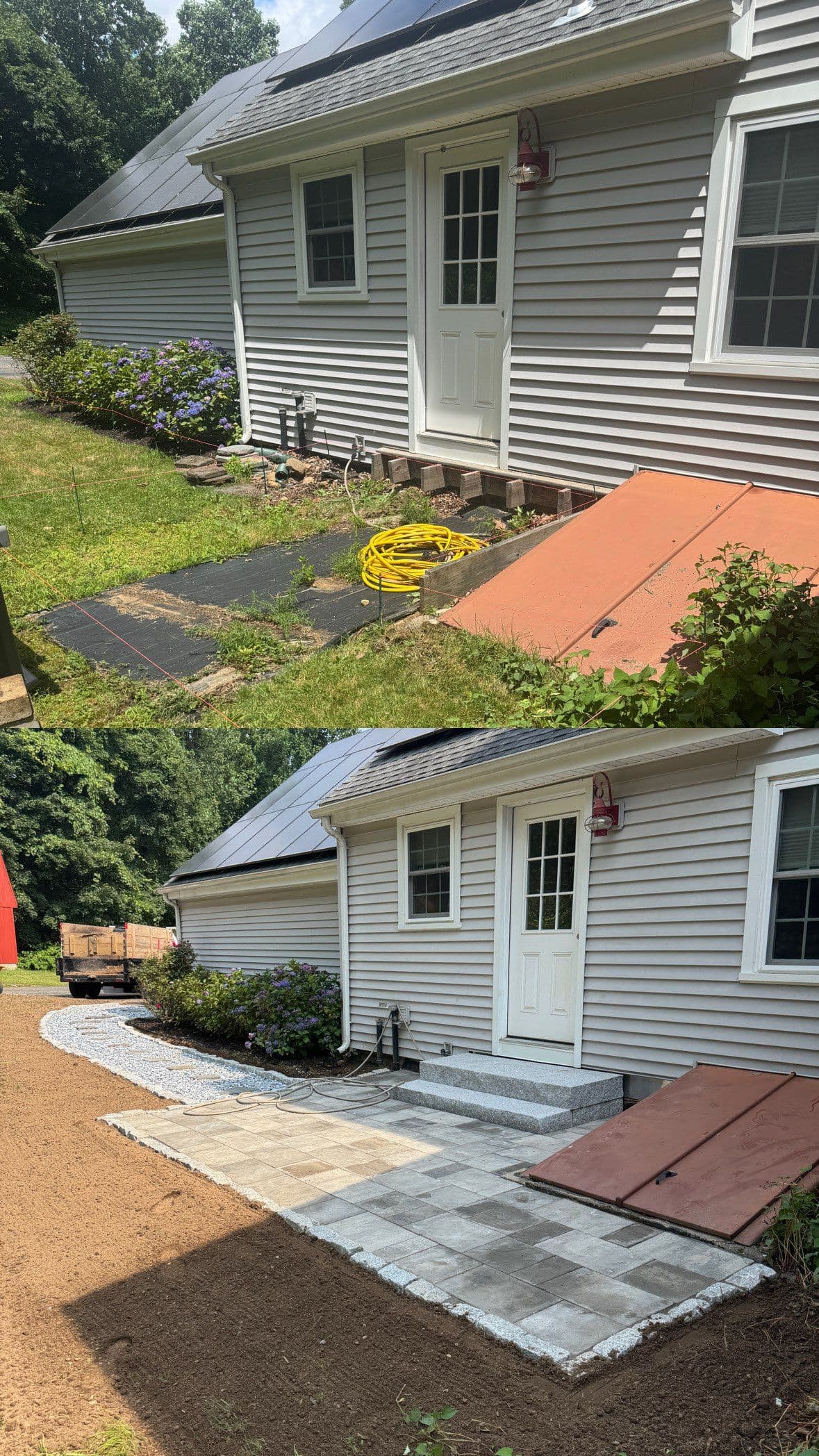 Project Backyard Transformation with Pavers and White Stones image